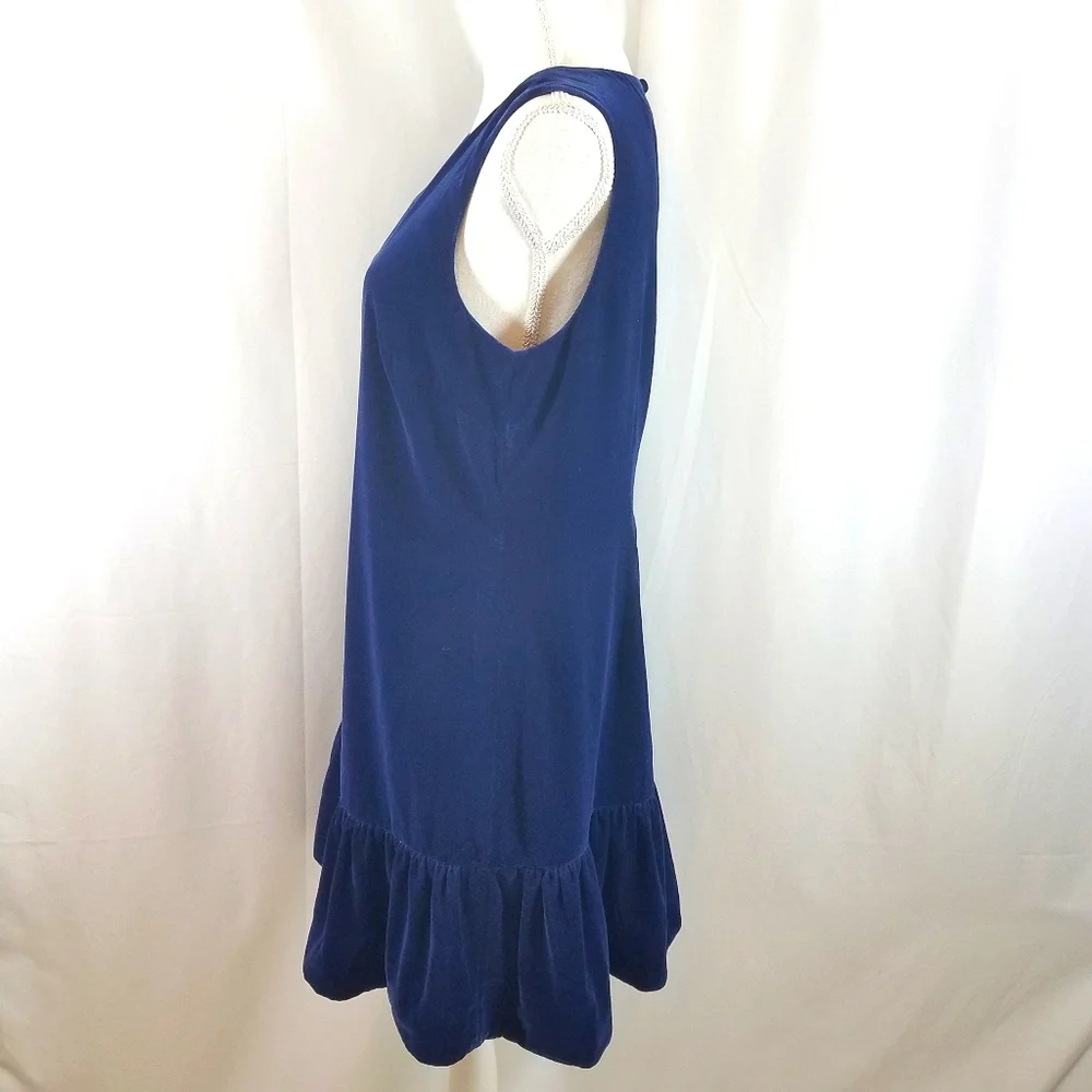 J Crew Blue Ruffle Hem Velvet Dress 10